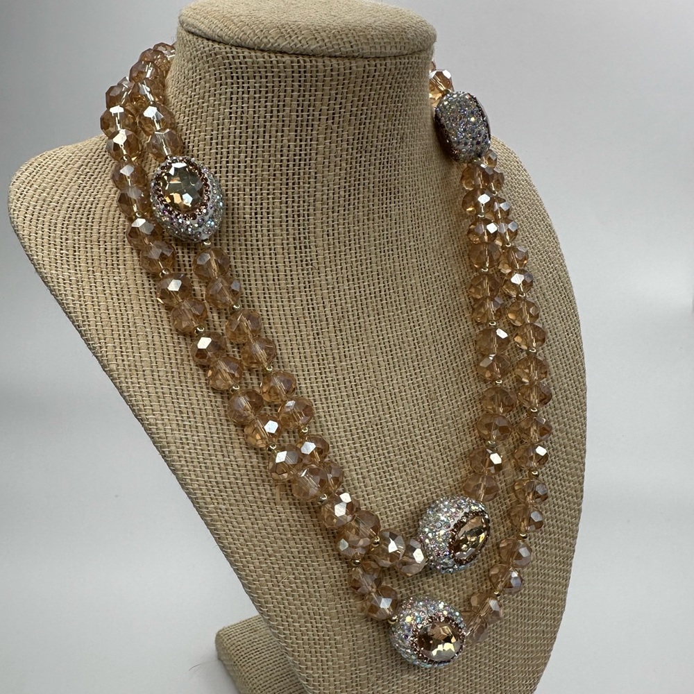 Elegant Champagne Beaded Necklace